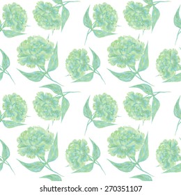 Vector watercolor seamless pattern with peony