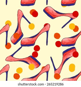 vector watercolor seamless pattern with shoes