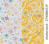 Vector watercolor seamless pattern. Summer fruit, Lemon , Oranges , flower,banana,beach and ocean vector hand drawn style ,Design for fashion , fabric, textile, and all prints