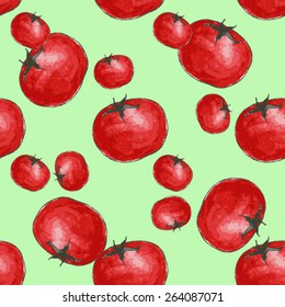 vector watercolor seamless pattern with tomato