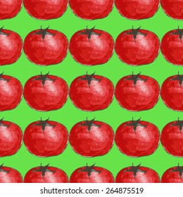 vector watercolor seamless pattern with tomato