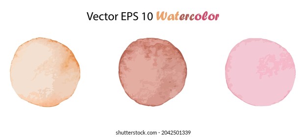 Vector acuarela Set Círculo de salpicaduras de pincel. Elemento de diseño hecho a mano en color marrón naranja. Punto de acuarela pintada a mano