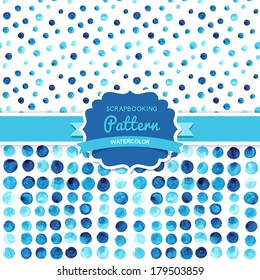 Vector watercolor set of circles seamless pattern (tiled). Ornament set. Round shapes pattern.Round shapes. Geometric painted ornament. Grunge colorful rounds shapes.
