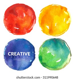 Vector watercolor set of colored circles. 