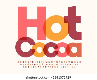 Signo de acuarela vectorial Cacao caliente. Fuente brillante moderna. Letras, números y símbolos alfabéticos transparentes