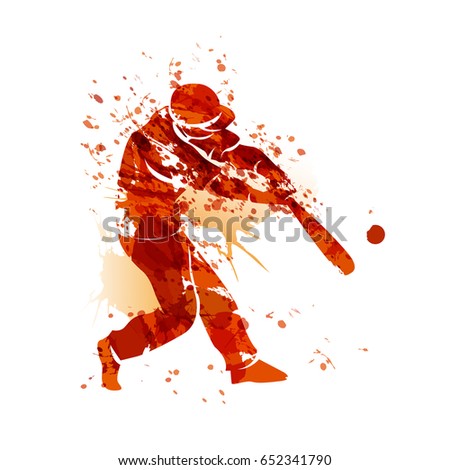 Vector watercolor silhouette of a baseball player