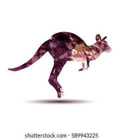 Vector watercolor silhouette of a kangaroo