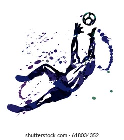 Vector watercolor silhouette soccer goalkeeper