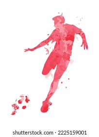 Vector watercolor silhouette soccer player.