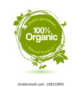 Vector watercolor sketch label for organic product. Hand drawing food and drink sticker. Farm offer design element.