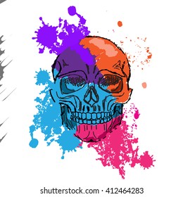 Vector Watercolor Skull Pattern Stock Vector (Royalty Free) 412464283 ...