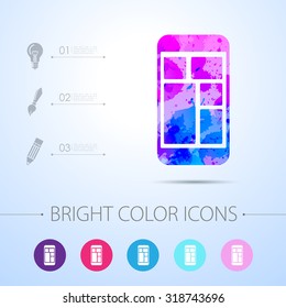 Vector watercolor smartphone icon with infographic elements 