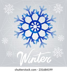 Vector watercolor snowflake. Winter concept