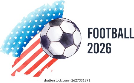 Vector watercolor Soccer Cup 2026 American