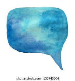Vector watercolor speech bubble, blue