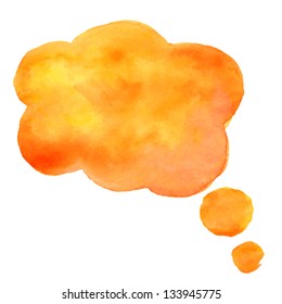 Vector watercolor speech bubble, orange