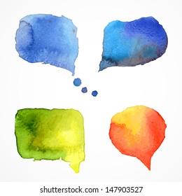 Vector watercolor speech bubbles, aquarelle set