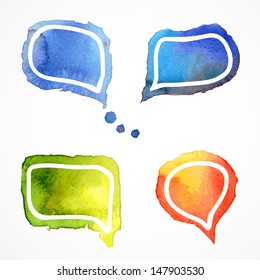 Vector watercolor speech bubbles, aquarelle set 2