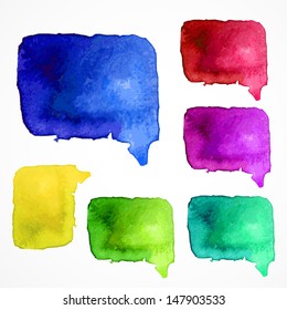 Vector watercolor speech bubbles, set 3