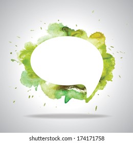 Vector watercolor speech cloud and blobs