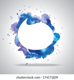 Vector watercolor speech cloud and blobs