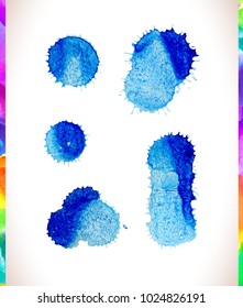 Vector watercolor splash background set. Vector blue stains