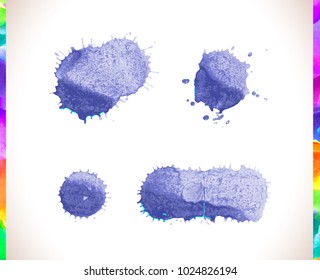 Vector watercolor splash background set. Vector blue watercolor stains