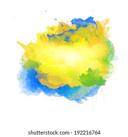 Vector watercolor splash in Brazil flag concept color. Can be used in cover design, website background or advertising.