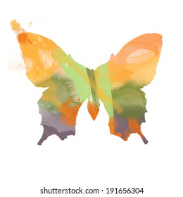vector watercolor splash as butterfly