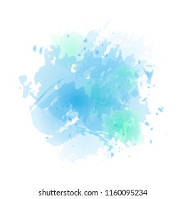 Vector watercolor splash in light blue colors isolated on white background.