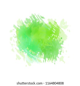 Vector watercolor splash in lime green, menthol colors isolated on white background.