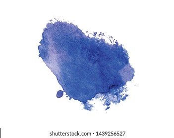 Vector watercolor splash texture background isolated. Hand-drawn blob, spot. Watercolor effects. Blue winter seasonal colors abstract background.