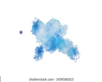 Vector watercolor splash texture background isolated. Hand-drawn blob, spot. Watercolor effects. Blue winter seasonal colors abstract background.