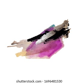 Image vectorielle arrière-plan texture à l'aquarelle isolée. Tache dessinée à la main, tache. Effets à l'aquarelle. Arrière-plan abstrait couleurs dorées et argentées.