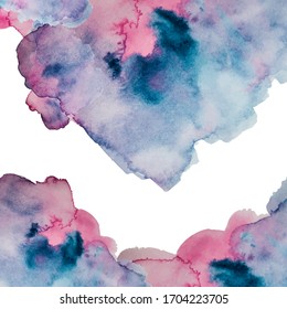 Vector watercolor splash texture background isolated for wedding, greetings cards, flyer or banner. Hand-drawn blob, spot. Watercolor effects space for text. 