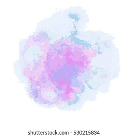 Vector watercolor splash texture background isolated. Hand-drawn blob, spot. Watercolor effects. Blue winter seasonal colors abstract background.