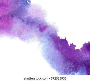 Vector watercolor splash texture background isolated. Hand-drawn blob, spot. Watercolor effects. Blue winter seasonal colors abstract background.