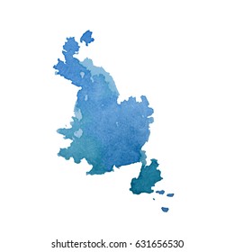 Vector watercolor splash texture background isolated. Hand-drawn blob, spot. Watercolor effects. Blue winter seasonal colors abstract background. Trace aquarelle on white.