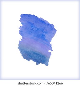 Vector watercolor splash texture background isolated. Hand-drawn blob, spot. Watercolor effects. Blue winter seasonal colors abstract background. Trace aquarelle on white background.