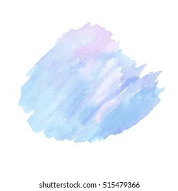 Vector watercolor splash texture. Hand-drawn blob, spot. Winter Christmas and New Year xmas theme. Blue, pink and magenta colors abstract background.