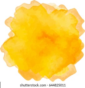Vector watercolor splash texture isolated on white background. Watercolor bright orange spot. Watercolor effects. Bright orange color abstraction on white background.