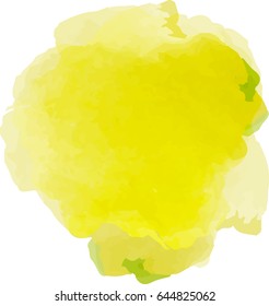 Vector watercolor splash texture isolated on white background. Watercolor light yellow spot. Watercolor effects. Light yellow color abstraction on white background.