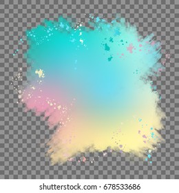 Vector watercolor splash with transparent edges. Abstract background with drips, stains and spots