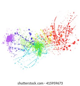 Vector watercolor splashes drops and blot. Transparent shades and pure colors. watercolor splatter. All the colors of the rainbow.