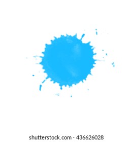 Vector watercolor splashes drops and blot. Transparent shades and pure colors. watercolor splatter.Blue shades.
