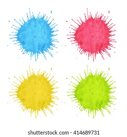 Vector watercolor splashes isolated on white