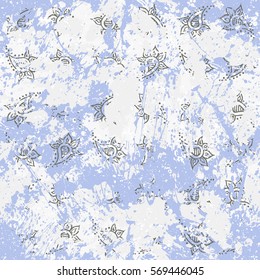 Vector watercolor splashes pattern in pastel color. Bold bohemian print for fashion and retro textile design with ethnic and tribal motif. Seamless vintage grunge background. Brushstrokes and splatter