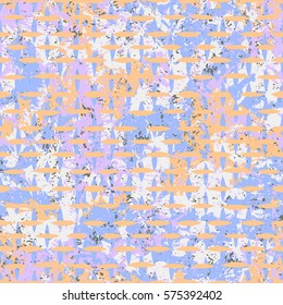 Vector watercolor splashes pattern in pastel color. Bold bohemian print for fashion and retro textile design with ethnic and tribal motif. Seamless vintage grunge background. Brushstrokes and splatter