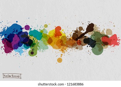 Vector watercolor splatter on paper texture background