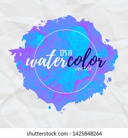 Vector watercolor splatters. Blue colored watercolor texture.